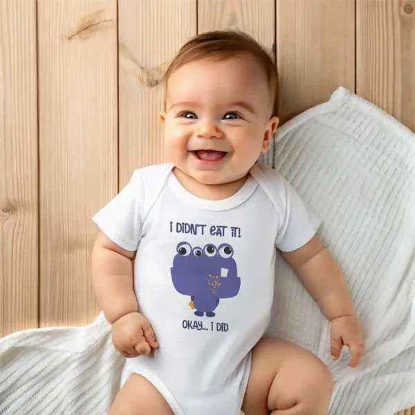 funny baby bodysuit sayings I didn't eat it! mockup