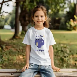 if it fits it chips kids t-shirt mockup