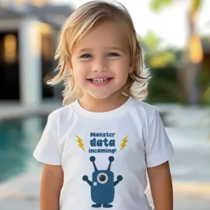 monster data incoming toddler t-shirt mockup