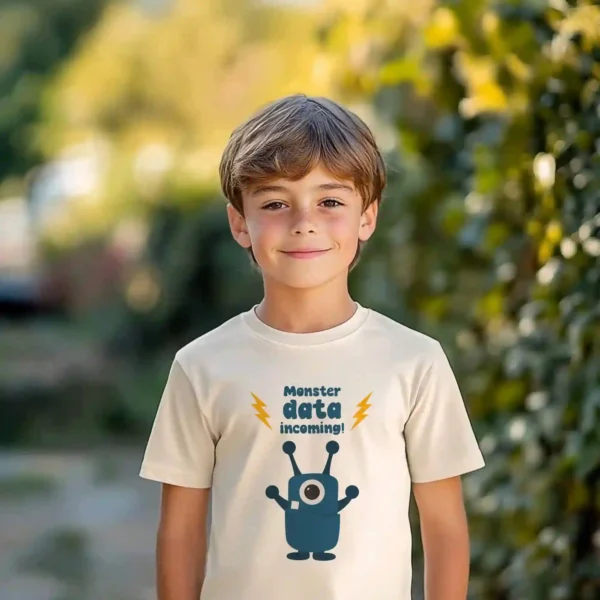 monster data incoming child t-shirt mockup