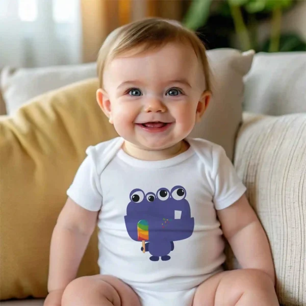 Rainbow Popsicle Monster Baby Bodysuit mockup