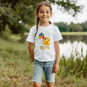 Smile More Worry Less Kids T-Shirt mockup