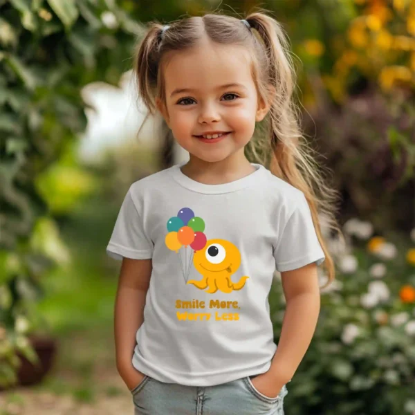 smile more worry less toddler t-shirt mockup